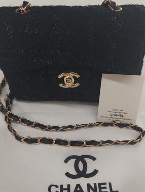 CC Beaute Tweed Jet Black Chain Crossbody VIP GWP